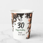 ピンクのバラのヴィンテージモダンの花30歳の誕生日 紙コップ (裏面)