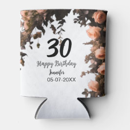 ピンクのバラのヴィンテージモダンの花30歳の誕生日 缶クーラー