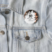 ピンクのバラのヴィンテージモダンの花30歳の誕生日 缶バッジ (インサイチュ)