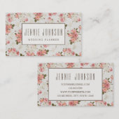 ピンクのバラのヴィンテージ花パターン名刺 名刺 (正面/裏面)