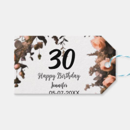 ピンクのバラのヴィンテージ フラワー モダン 30歳の誕生日 ギフトタグ