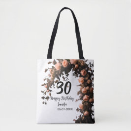 ピンクのバラのヴィンテージ フラワー モダン 30歳の誕生日 トートバッグ