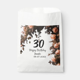 ピンクのバラのヴィンテージ フラワー モダン 30歳の誕生日 フェイバーバッグ