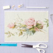 ピンクのバラのヴィンテージ 薄葉紙 (クラフト)