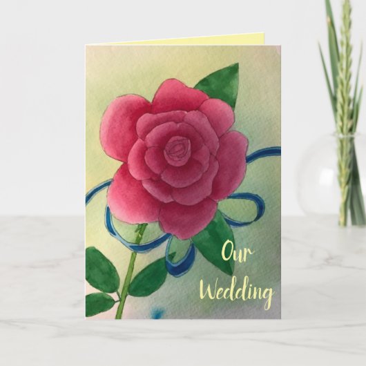 ピンクのバラの一流の結婚式招待状カード カード (正面)