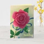 ピンクのバラの一流の結婚式招待状カード カード (黄色い花)