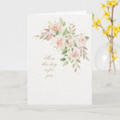 ピンクのバラの三日月型 母の日グリーティングカード カード (黄色い花)