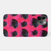 ピンクのバラの上に黒いギニかわいらしンピッグ Case-Mate iPhoneケース (裏面(横))