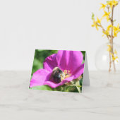 ピンクのバラの上の蜂の自然写真メモ カード (黄色い花)