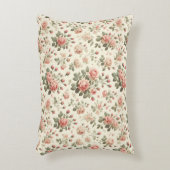 ピンクのバラの上クリームヴィンテージアクセント枕 アクセントクッション (正面(垂直))