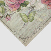 ピンクのバラの不思議な国の緑の蝶 薄葉紙 (詳細)