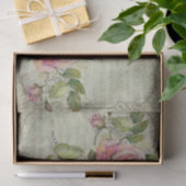 ピンクのバラの不思議な国の緑の蝶 薄葉紙 (ギフト)