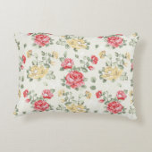 ピンクのバラの優雅の壁紙パターン アクセントクッション (裏面)