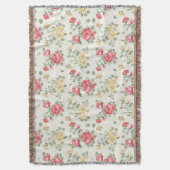 ピンクのバラの優雅の壁紙パターン スローブランケット (正面縦)