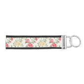 ピンクのバラの優雅の壁紙パターン リストバンドキーホルダー (鍵右)