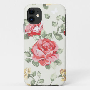 ピンクのバラの優雅の壁紙パターン iPhone 11 ケース