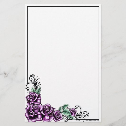 ピンクのバラの入れ墨のバレンタインの文房具 便箋 (正面)