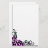 ピンクのバラの入れ墨のバレンタインの文房具 便箋 (正面/裏面)