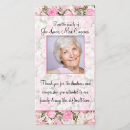 ピンクのバラの写真の悔やみや弔慰のサンキューカード サンキューカード