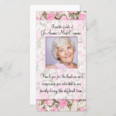 ピンクのバラの写真の悔やみや弔慰のサンキューカード サンキューカード (正面/裏面)