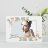 ピンクのバラの写真フレームの招待状 招待状 (スタンド正面)