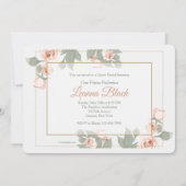 ピンクのバラの写真フレームの招待状 招待状 (裏面)