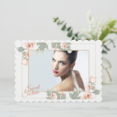 ピンクのバラの写真フレームの招待状 招待状 (スタンド正面)