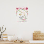 ピンクのバラの写真撮影用小道具 フラワーのウェディングデコレーション ポスター (キッチン)