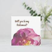 ピンクのバラの写真,あなたは私のbridesmaidカードになる 招待状 (スタンド正面)