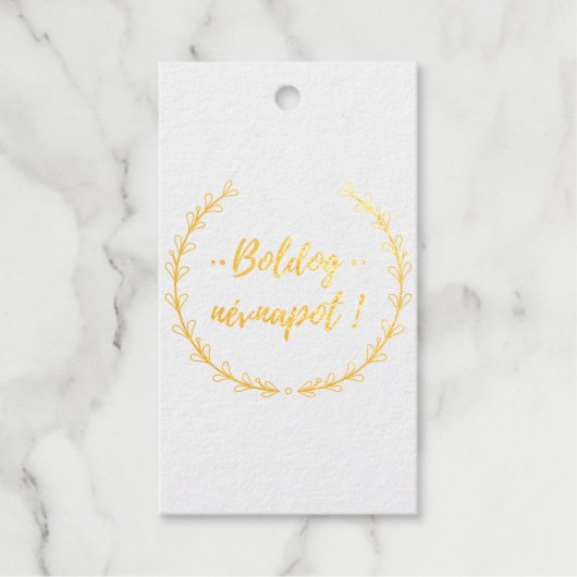 ピンクのバラの写真 – ハンガリーの名前の日 – 贅沢 ギフトタグ (正面)