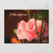 ピンクのバラの写真 – ハンガリーの誕生日 ポストカード (裏面)