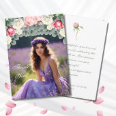 ピンクのバラの写真 ブライダルシャワーの感謝カード サンキューカード