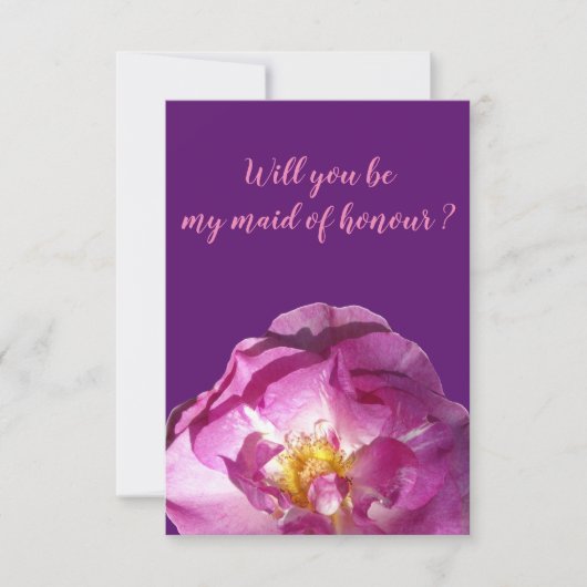 ピンクのバラの写真、私のメイド・オブ・オーナー（花嫁付き添い人） 招待状 (正面)