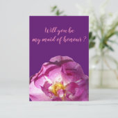 ピンクのバラの写真、私のメイド・オブ・オーナー（花嫁付き添い人） 招待状 (スタンド正面)