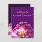 ピンクのバラの写真、私のメイド・オブ・オーナー（花嫁付き添い人） 招待状 (正面/裏面)