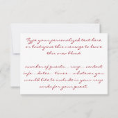 ピンクのバラの出欠確認用パーソナライズカード 招待状 (裏面)