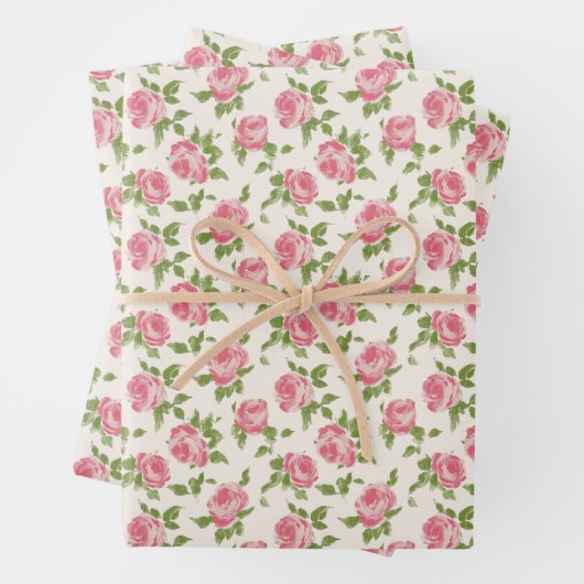 ピンクのバラの包装紙 ラッピングペーパーシート (インサイチュ)