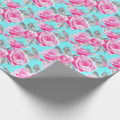 ピンクのバラの包装紙 ラッピングペーパー (角)