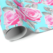 ピンクのバラの包装紙 ラッピングペーパー (ロールコーナー)
