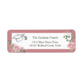 ピンクのバラの卒業帽 卒業 返信先住所 ラベル (正面)