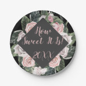 ピンクのバラの卒業式の甘さ ペーパープレート (正面)