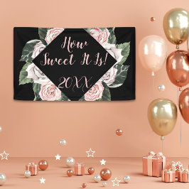 ピンクのバラの卒業式の甘さ 横断幕