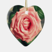 ピンクのバラの名前入りなハートのクリスマスの装飾 セラミックオーナメント (右)