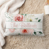 ピンクのバラの名前入り腰クッション ランバークッション (ブランケット)