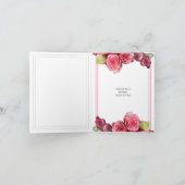ピンクのバラの境界 花の結婚式 招待状 (内部)