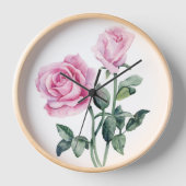 ピンクのバラの壁時計 壁時計 (正面)