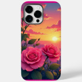 ピンクのバラの夕焼けグロー Case-Mate iPhoneケース (裏面)