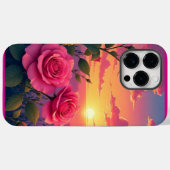 ピンクのバラの夕焼けグロー Case-Mate iPhoneケース (裏面 (横))