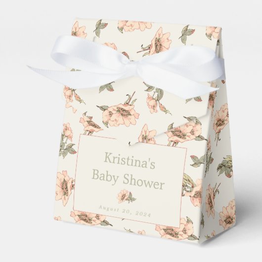 ピンクのバラの女の子の赤ちゃんシャワーお気に入りボックス フェイバーボックス (正面サイド)