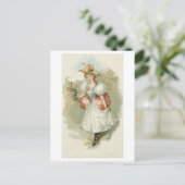 ピンクのバラの女の子（1885年頃） ポストカード (スタンド正面)